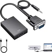VGA to HDMI Adapter with Audio, 1080P HDMI Female to VGA Male Converter Cable - 0.5m, USB Powered for Laptop, HDTV, Monitor - Includes USB & Audio Cable, Intelligent Charging, Universal Compatibility
