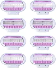 PYA Pack of 8 Replacement Blades, Women's Razor Blades, 3 Blades Surrounded by Protective Pads that Adapt to the Body Contour, Compatible with Venus