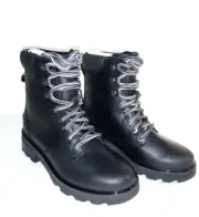 Sorel Lennox Lace-Up Stacked Heel Waterproof Women's Black Leather Boots Size 6
