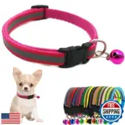 Hot Pink Small Dog Collar with Bell, Reflective XS Puppy Collars with Bell So