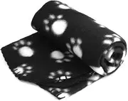 WZYuan Puppy Blanket Paw Prints Pet Cushion Small Dog Cat Bed Soft Warm Sleep Mat (Black)