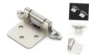 Pack 5 Pairs 1/2 inch Overlay Cabinet Hinges Semi-Concealed 10 Satin Nickel