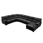 Lounge Set Luxurious 7 Seater Bonded Leather Corner Sofa Living Room Couch in Bl