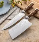 Chef Cleaver Knife Set Hammered Stainless Steel Wood Handle Beef Slicing Butcher