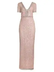 Aidan Mattox L140702 Womens Rose Embellished Sequined Gown Size US 10