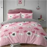 GC GAVENO CAVAILIA Reversible Flannelette Duvet Cover, Brushed Cotton Bedding Quilt Set, Soft Bed Covers, Poppy-Blush Pink, King