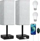 Bedside Table Lamp with USB Ports - Set of 2 Touch Control Lamp for Bedroom w...