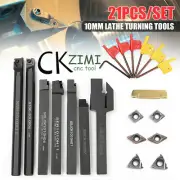 7Pcs/Set 10mm(3/8in) Shank Lathe Turning Tool Holder Boring Bar +Inserts +Wrench