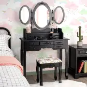CostwayDressing Table Set with Makeup Desk & Stool