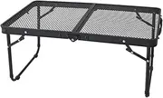 Cozioz 60x40 cm Folding Camping Table with 2 Wing Panels and Mesh Bag - Portable Outdoor Table for Picnic, BBQ, Beach, and Camping (Black)