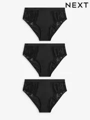 Black High Rise Modal & Lace Knickers 3 Pack (606385) | $38