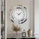 Large Decorative Mirrored Wall Clock Crushed Diamond Crystal Inlay Art Timepiece