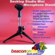 Mini Metal Foldable Mic Desktop Studio Microphone Stand + Mic Clip + 3/8” 5/8"