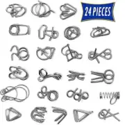 24PCS Metal Wire Puzzle Toys IQ Test Puzzle Unlock Toys Brain Teasers AU New
