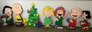 CHRISTMAS CHARACTERS W/ BEAGLE DOG WOOD OUTDOOR YARD ART DECORATIONS, SET OF 11