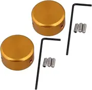 Cabilock 2Sets Guitar Effector Golden Footswitch Topper with Screws Handle Aluminium Alloy Pedal Caps for Extended Footswitch Life and Protection
