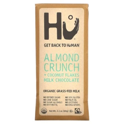 Hu Kitchen Organic Milk Choco Almond Crunch Coconut Flake Bar 2.1 Oz Pack Of 4