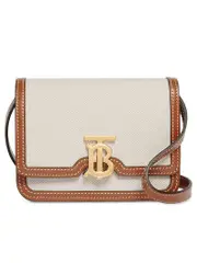 Burberry Mini Two-Tone Canvas and Leather TB Bag