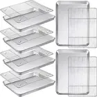 Baking Pan with Cooling Rack Set Stainless Steel Toaster Oven Tray Cookies Sheet