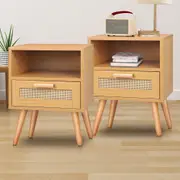 ALFORDSON 2x Bedside Table Nightstand Side Storage Cabinet Scandinavian Rattan