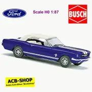 Ford MUSTANG I Cabriolet With Canopy Softtop Blue with Stripes 1:87 Busch 47520
