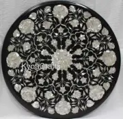 Mother of Pearl Inlay Work Coffee Table Top Round Marble Sofa Table for Office