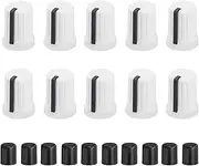 uxcell 10pcs Potentiometer Knobs,D-Shaft Replacement Rubber Potentiometer Control Knob Replacement Push Rod Cap for DJ Controller Mixer Console Encoder Speaker(White Black)