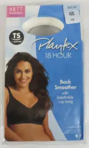 NIB PLAYTEX 18 HOUR BACK SMOOTHING 42C BLACK BREATHABLE CUP & BACK WING BRA