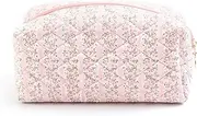 Makeup Bag Quilted Cosmetic Bag Floral Large Pouch Coquette Toiletry Bag Travel