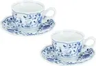 Snoopy Tea Cup & Saucer Pair Set Blue Arabesque Pattern Peanuts Mino Ware Japan