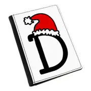 Letter D Christmas Hat Passport Holder Cover Case Red Santa Father Kids Alphabet