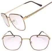 Square Gold Old School True Genuine Vintage 80s 90s Reader 1.00 Reading Glasses