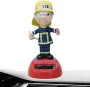 Solar Shaking Figure - Solar Car Dashboard Firefighter Toys,Car Shaking Head Dancer Doll Car Windowsill Decor for Car Dashboard