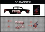 Hot Wheels(1/64),55 Gasser"Spiderman" Waterslide,Printed White First,Decals