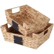 Storage Box, Hand-Woven Wicker Baskets, Multipurpose Open-Front Bin, Shelf Ne...