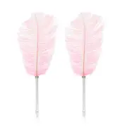 2 Pcs Feather Ballpoint Pen Vintage Quill Pen, Pink