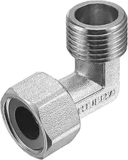 uxcell Pipe Fitting Elbow G1/2 Male to Female Thread 2 Way L Shape Hose Connector Adapter, Nickel-Plated Copper
