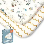 Tutti Bambini Premium Crib Sheets (2-Pack) - Soft Bamboo Jersey Next to Me and CoZee Sheets, Breathable, Double Strength (Our Planet)