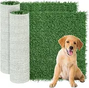 GLOBREEN Replacement Dog Grass Pee Pad for Potty Training - 24"x24"/2 Pack, Medium Artificial Grass Patch for Potty Tray, Reusable & High Drainage