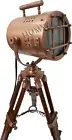 Copper Antique Modern Studio Searchlight Handmade Nautical woodTripod table lamp