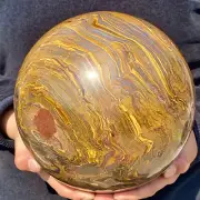 31LB Large Natural Tiger Eye Stone Crystal Ball Quartz Healing Sphere Décor