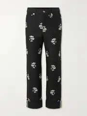 [Erdem] Erdem - Nathaniel Embroidered High-rise Straight-leg Jeans - Black - UK 16 UK 16 Black