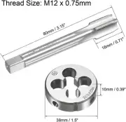 M12×0.75 HSS Metric Tap And Die Set,Thread Tap + Round Die Right Hand HSS Taper