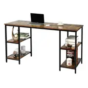 Foret Computer Desk Office Table Storage Shelf Study Work Metal Antique Brown
