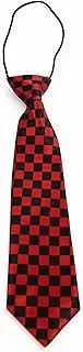 [Tie Store Australia] Kids Boys Black & Red Patterned Elastic Neck Tie - Small Checkers Red and Black