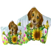 Kids Animal Dogs Art Cute Dachshund in Garden Towel with Hood