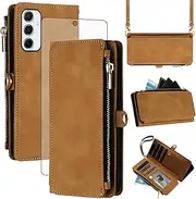 [Asuwish] Mobile Phone Case for Samsung Galaxy A55 5G Case with Strap and Film Screen Protector RFID Card Slot Foldable Leather Flowers Wallet Stand A 55 55A A555G Cover Mobile Phone Wallet Protective