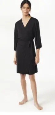 Joyspun Women’s Sleepwear Mesh Trim Knit Robe Light Cozy elegant Wrap Size L/XL