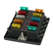 10 Way Blade Fuse Holder Box 32V LED Illuminated Automotive Fuse Block