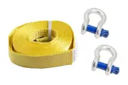 3" 20,000 lbs Tow Strap w Bow Shackles 3x30 ft winch tree saver snatch recovery